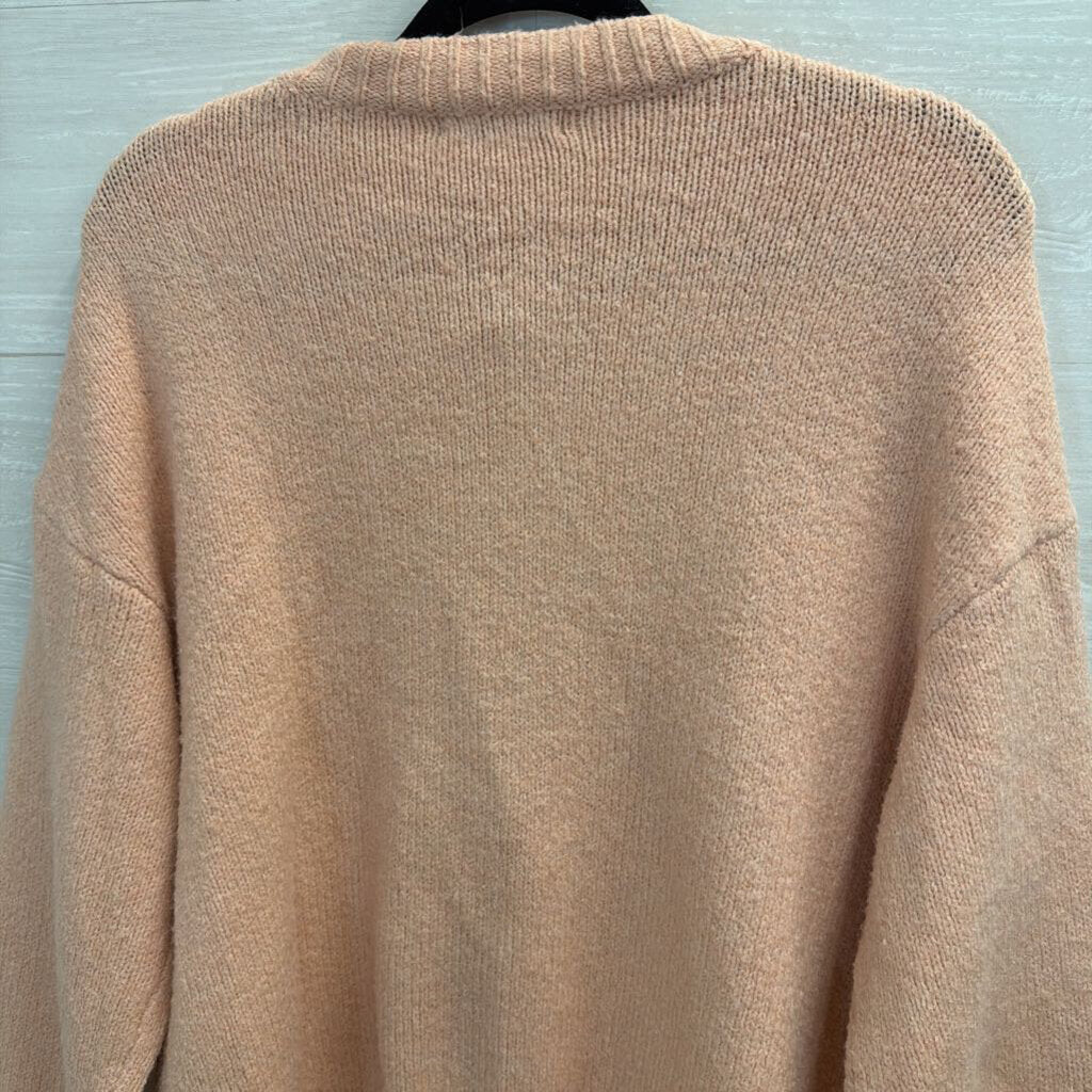 Pink Fuzzy Cardigan with Heart Buttons Small