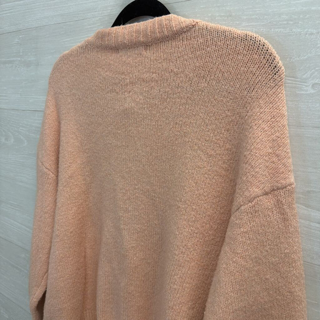 Pink Fuzzy Cardigan with Heart Buttons Small