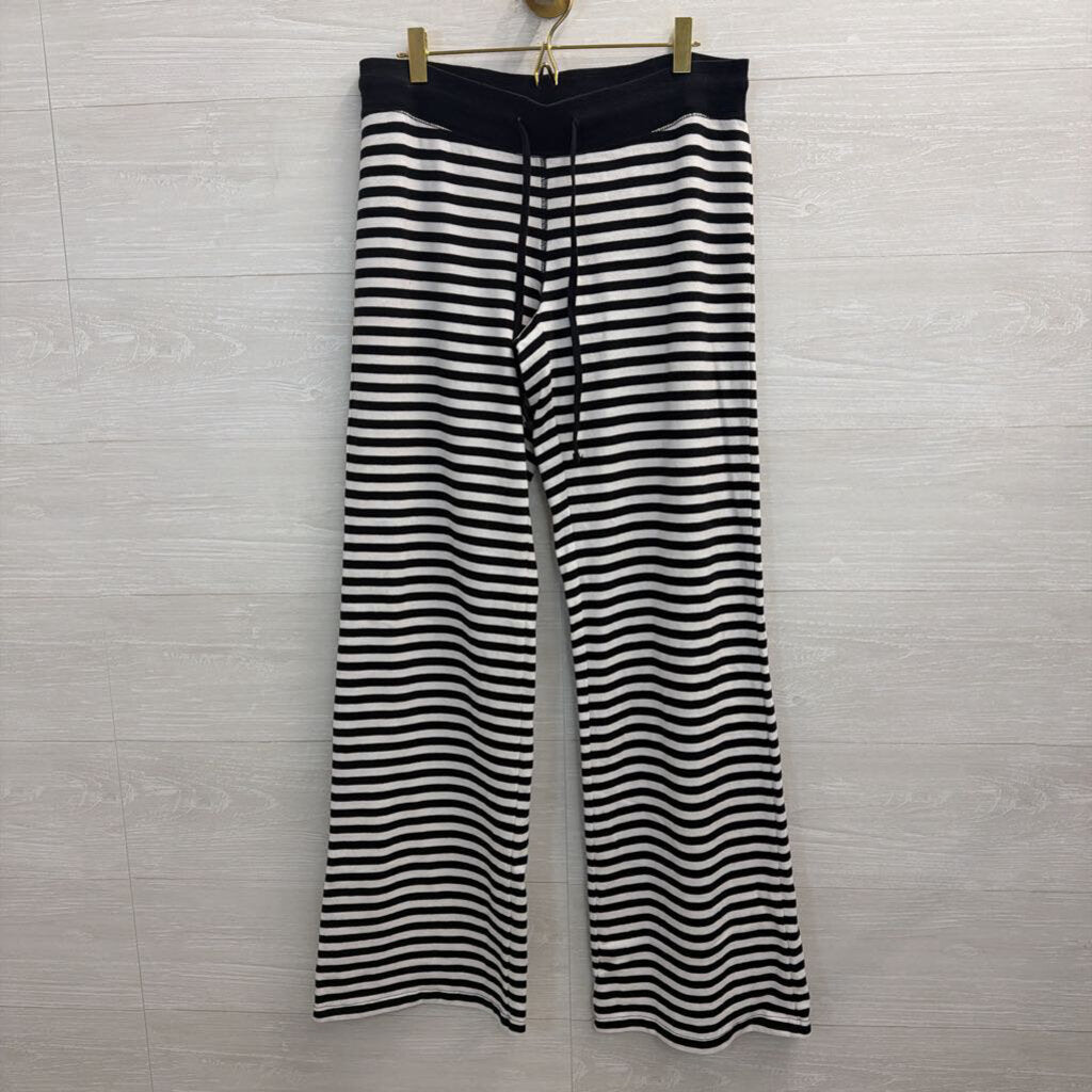 John Galt Black/White Striped Wide Leg Pants Small