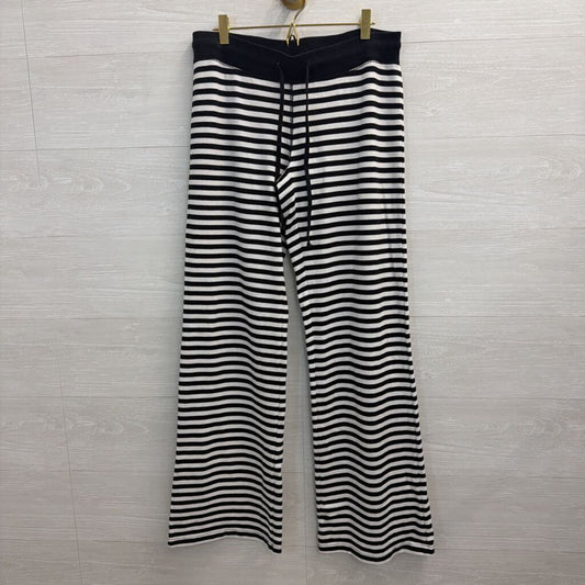 John Galt Black/White Striped Wide Leg Pants Small