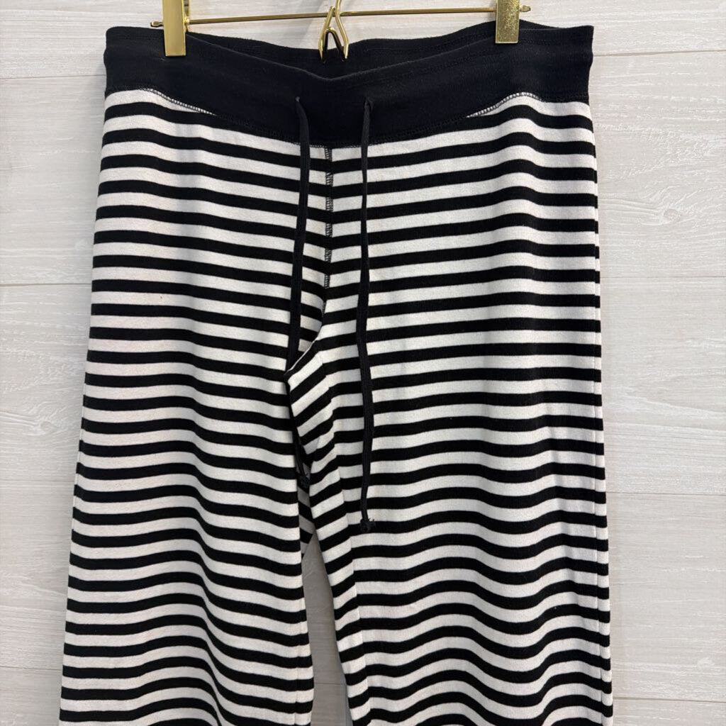 John Galt Black/White Striped Wide Leg Pants Small