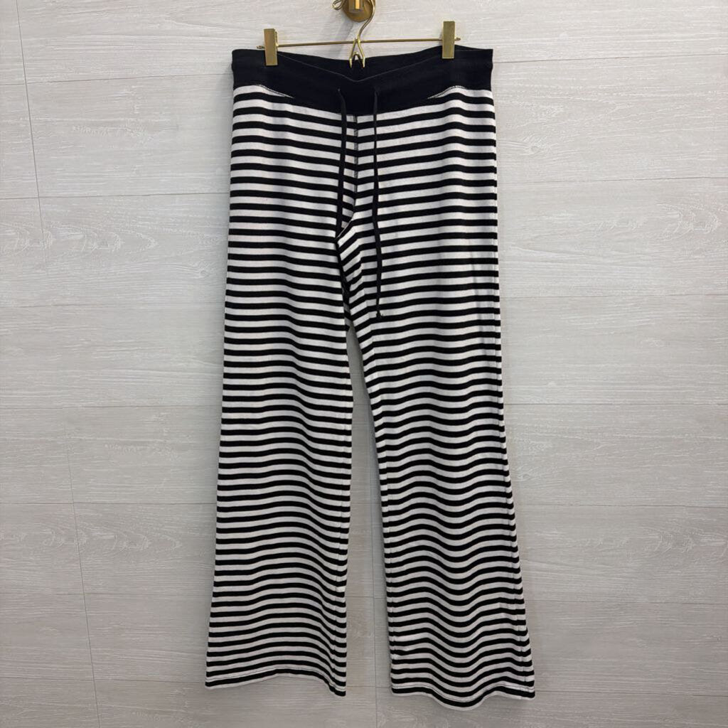 John Galt Black/White Striped Wide Leg Pants Small