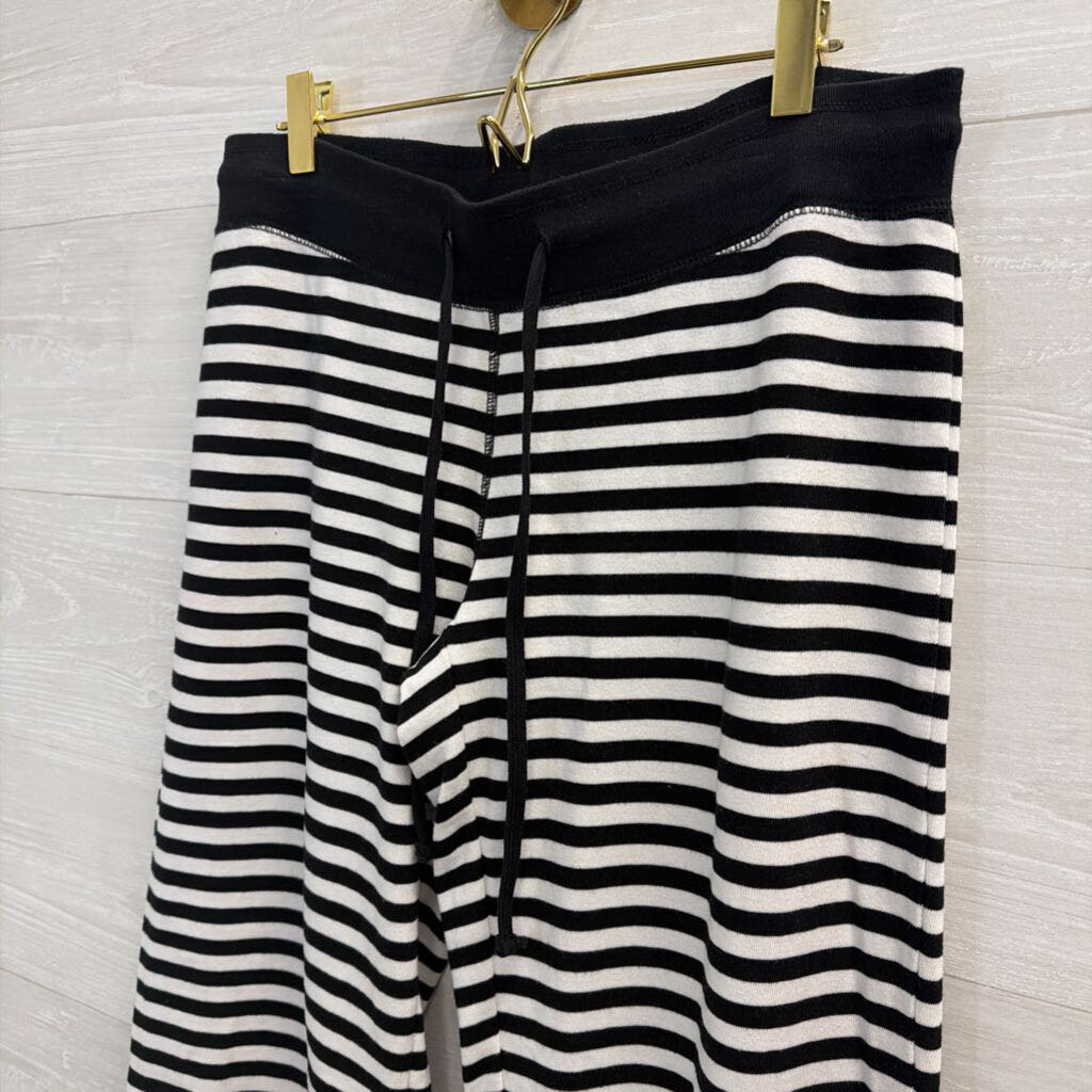 John Galt Black/White Striped Wide Leg Pants Small