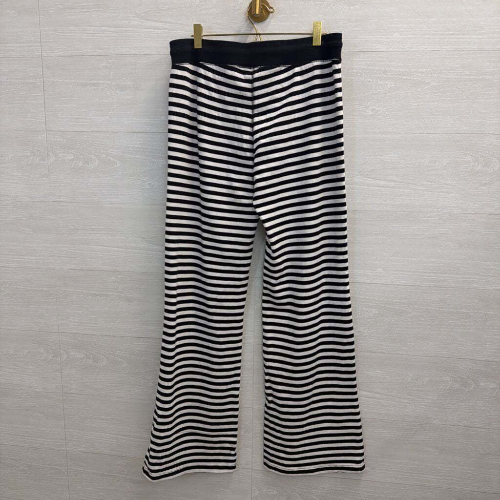 John Galt Black/White Striped Wide Leg Pants Small