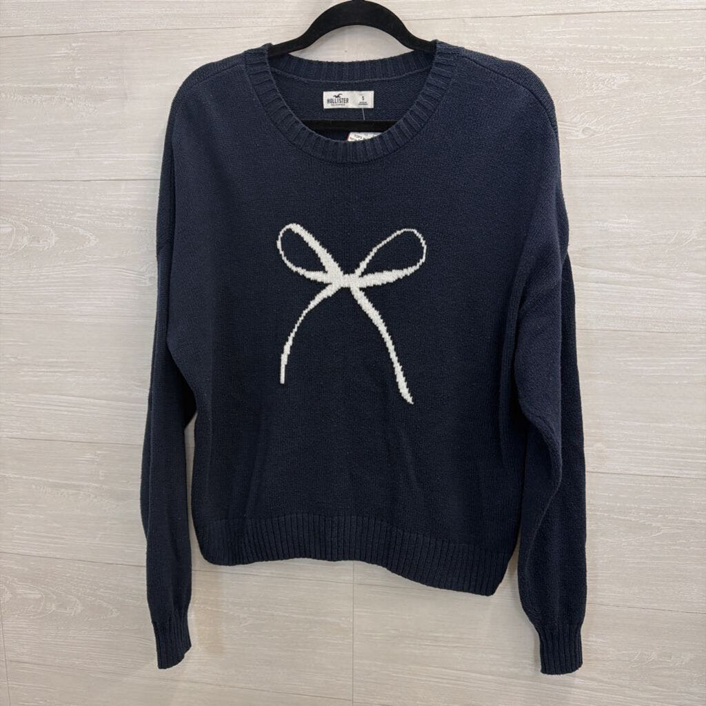 Navy Sweater with Bow Small