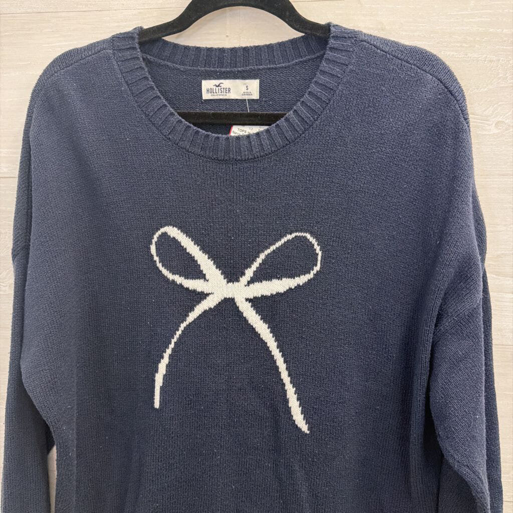 Navy Sweater with Bow Small
