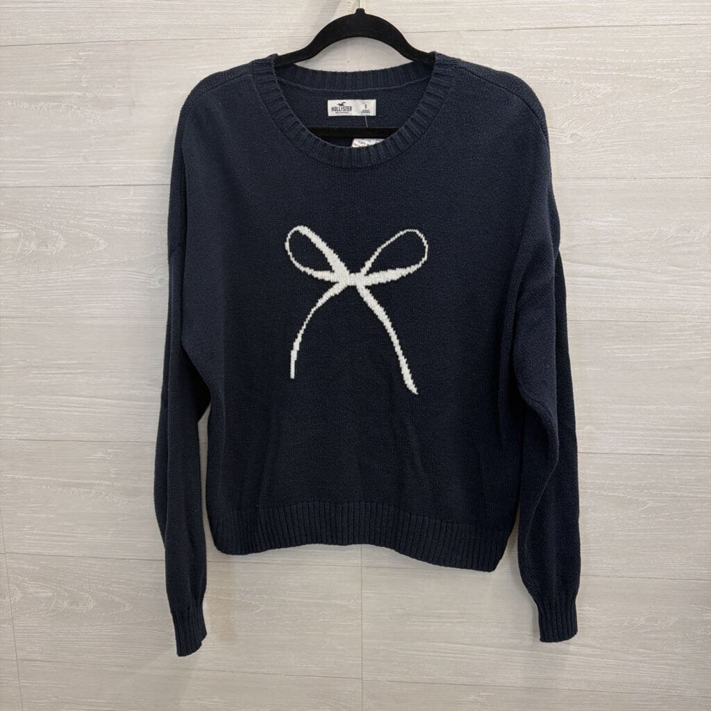 Navy Sweater with Bow Small