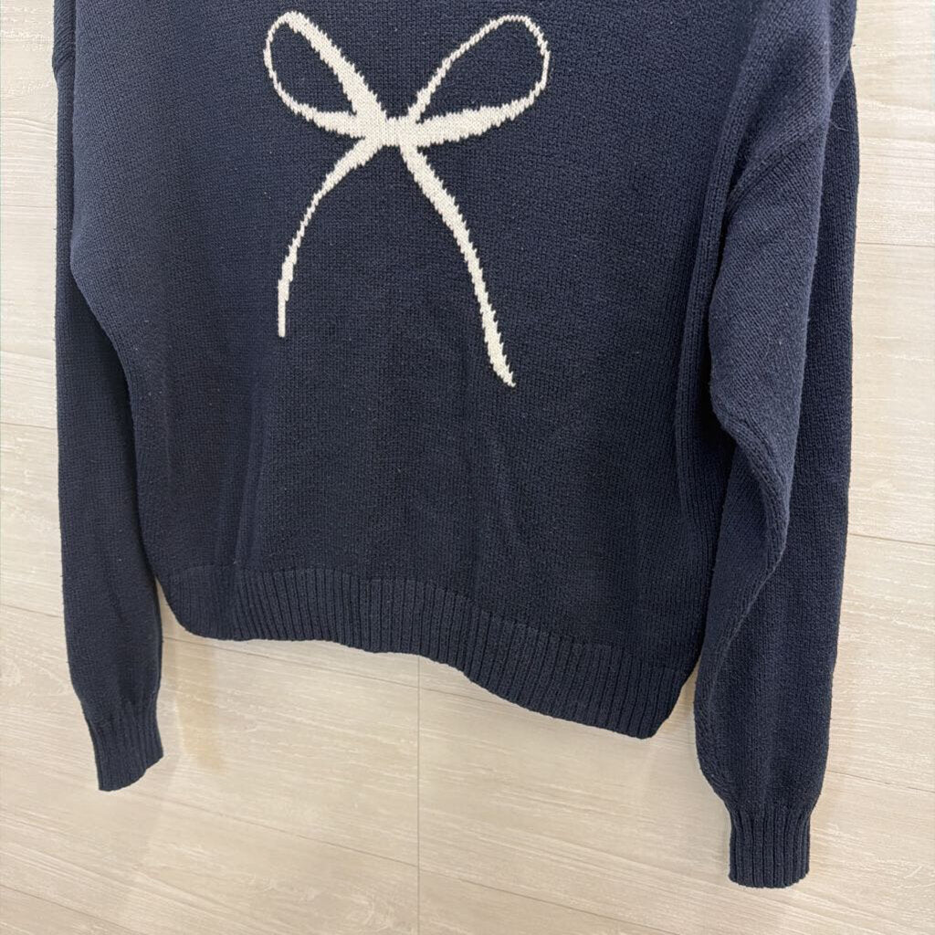 Navy Sweater with Bow Small
