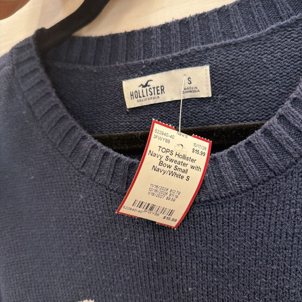 Navy Sweater with Bow Small