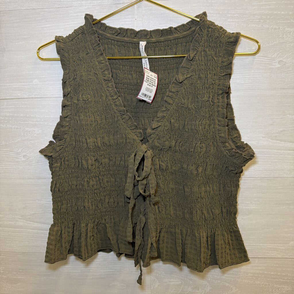 American Eagle Green Tie Front Tank Medium