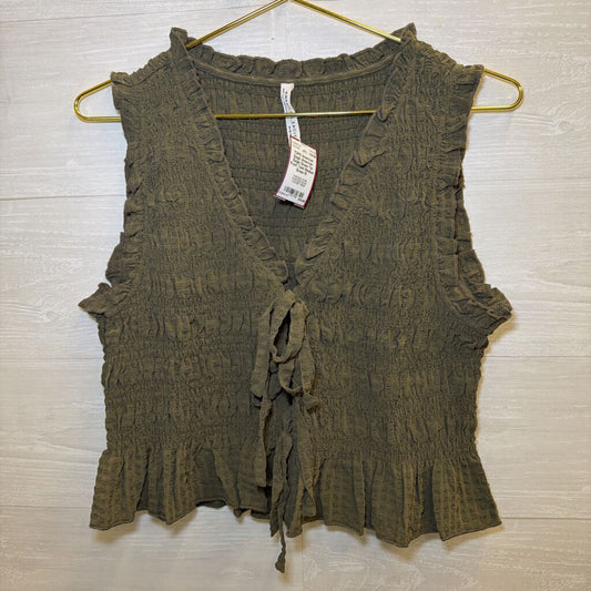 American Eagle Green Tie Front Tank Medium