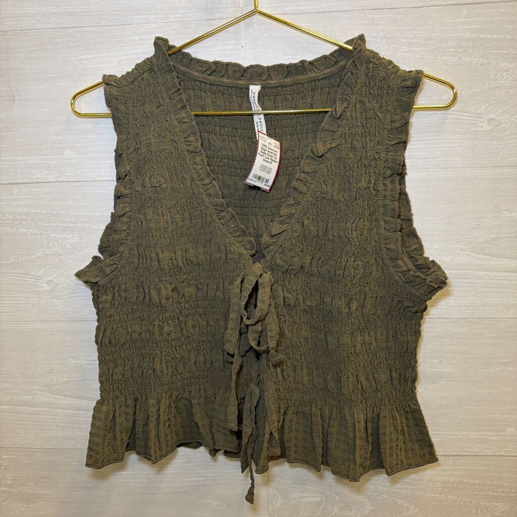 American Eagle Green Tie Front Tank Medium