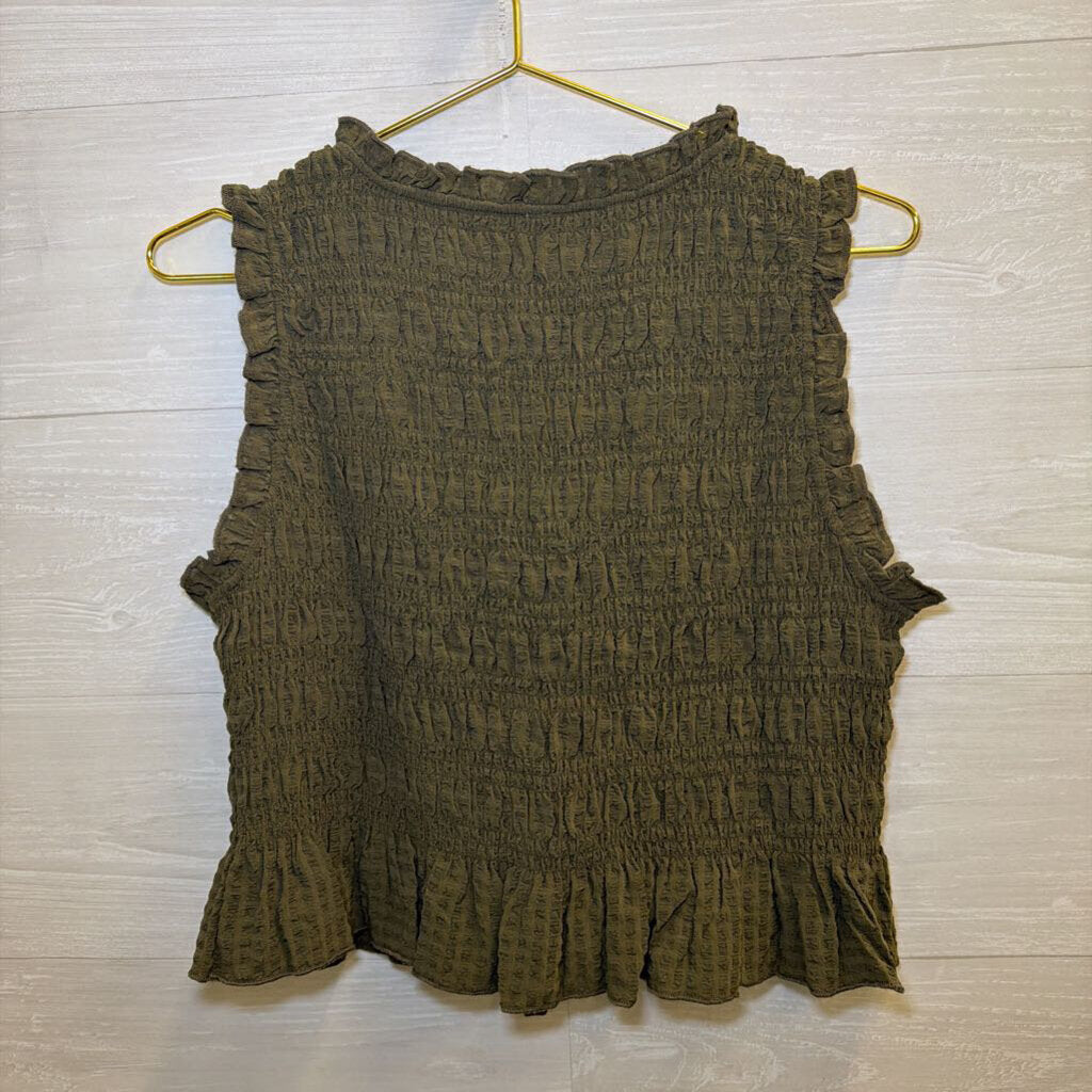 American Eagle Green Tie Front Tank Medium