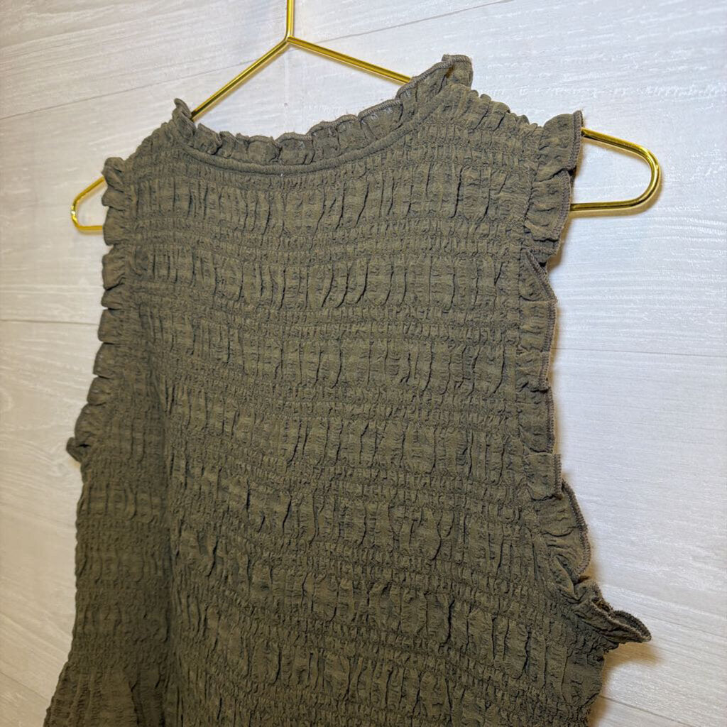 American Eagle Green Tie Front Tank Medium