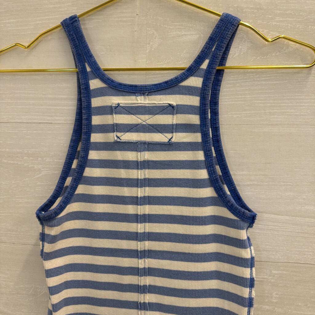 We the Free Blue/White Striped Apple Tank Extra Small