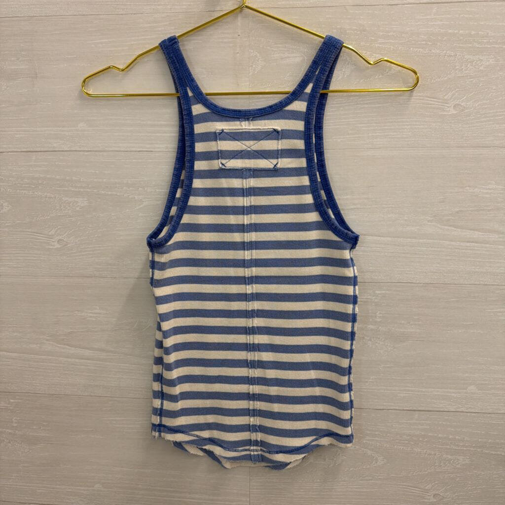We the Free Blue/White Striped Apple Tank Extra Small