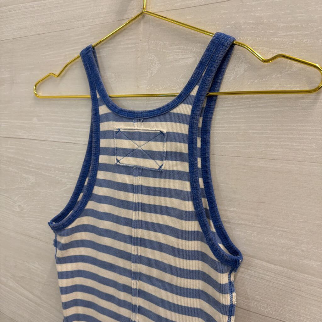 We the Free Blue/White Striped Apple Tank Extra Small