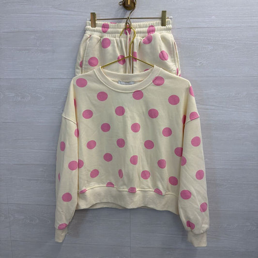 Veveret Cream/Pink Polka Dot Lounge Set Small