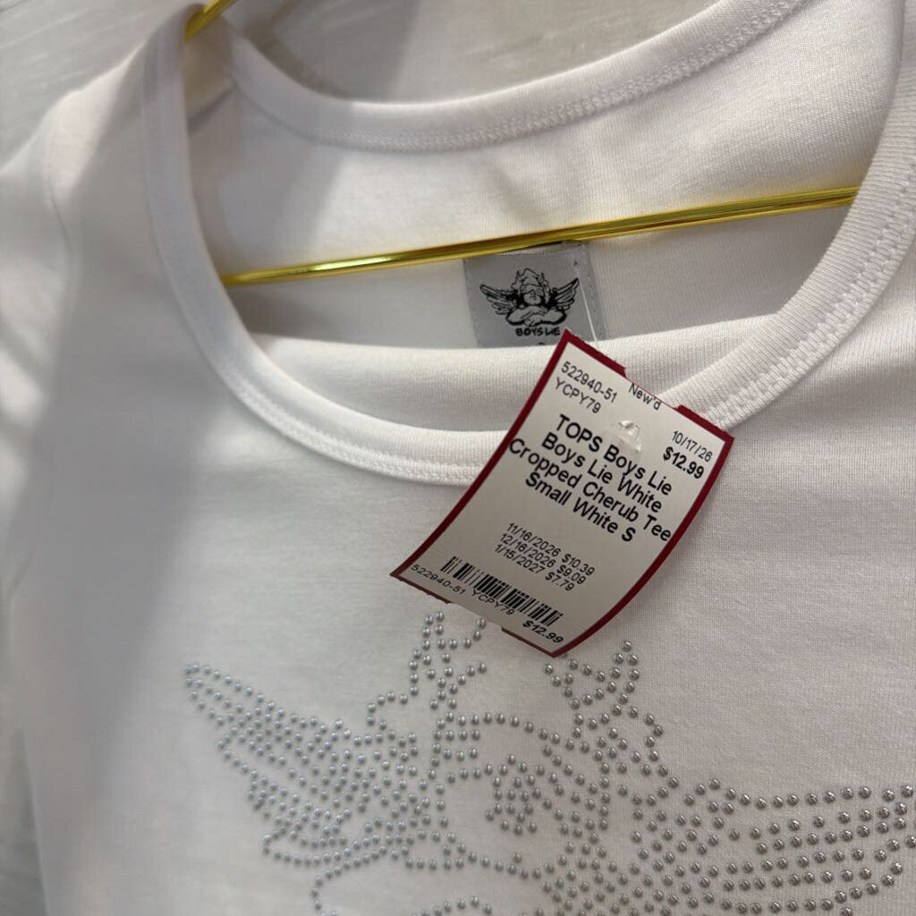 Boys Lie White Cropped Cherub Tee Small