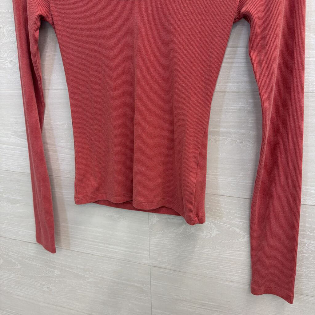 Mauve Ribbed Longsleeve with Lace Edge Extra Small