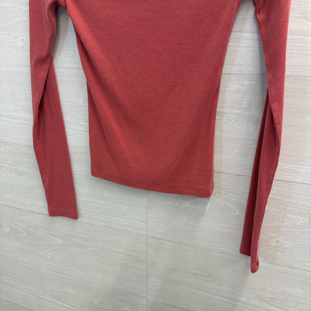 Mauve Ribbed Longsleeve with Lace Edge Extra Small