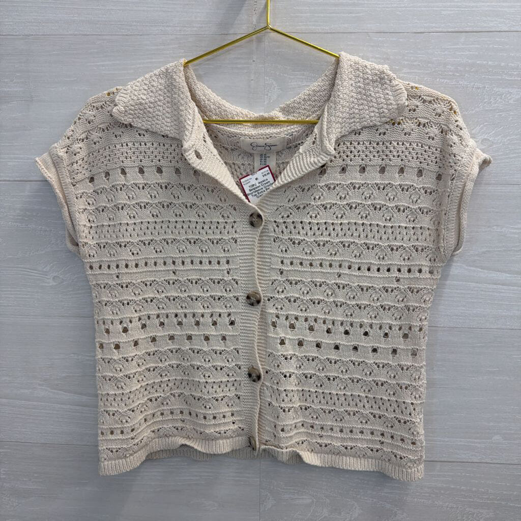 Cream Shortsleeve Crochet Top Extra Small