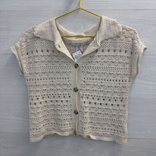 Cream Shortsleeve Crochet Top Extra Small