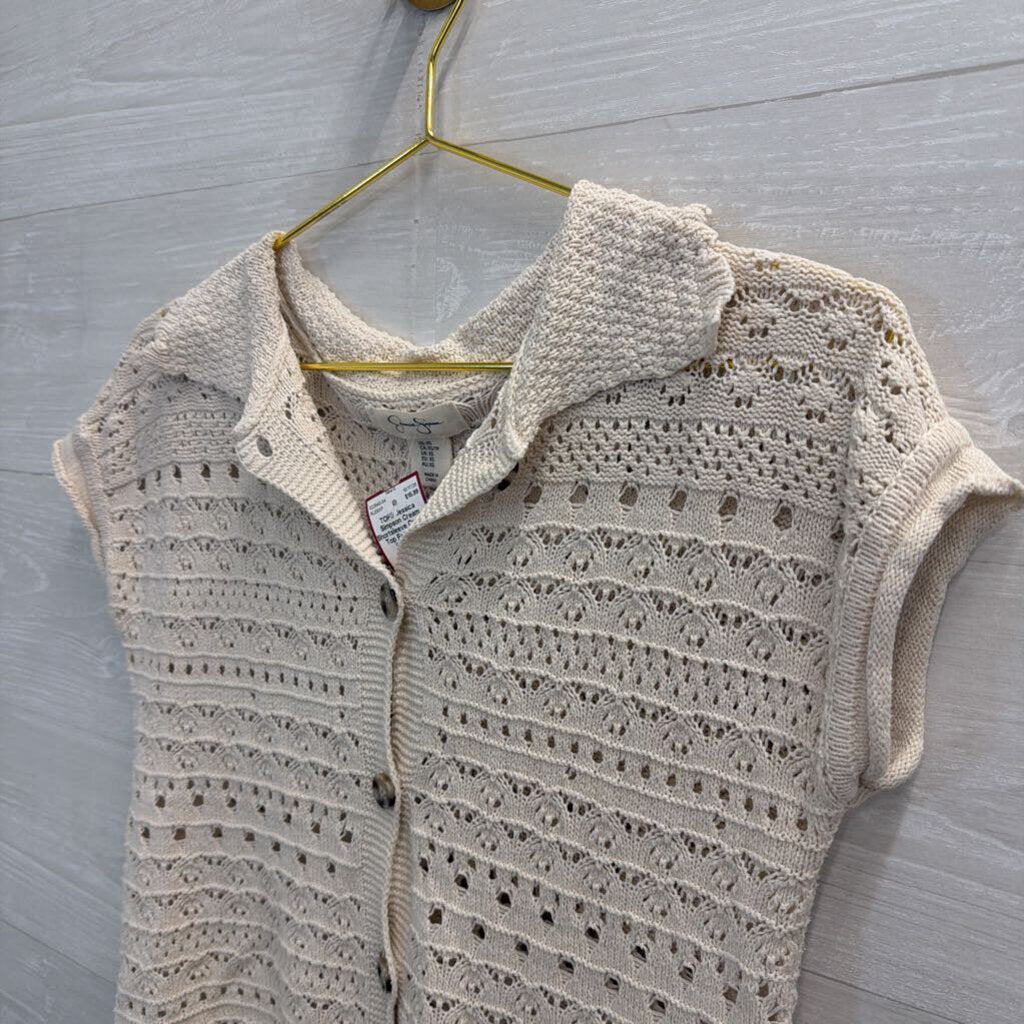 Cream Shortsleeve Crochet Top Extra Small