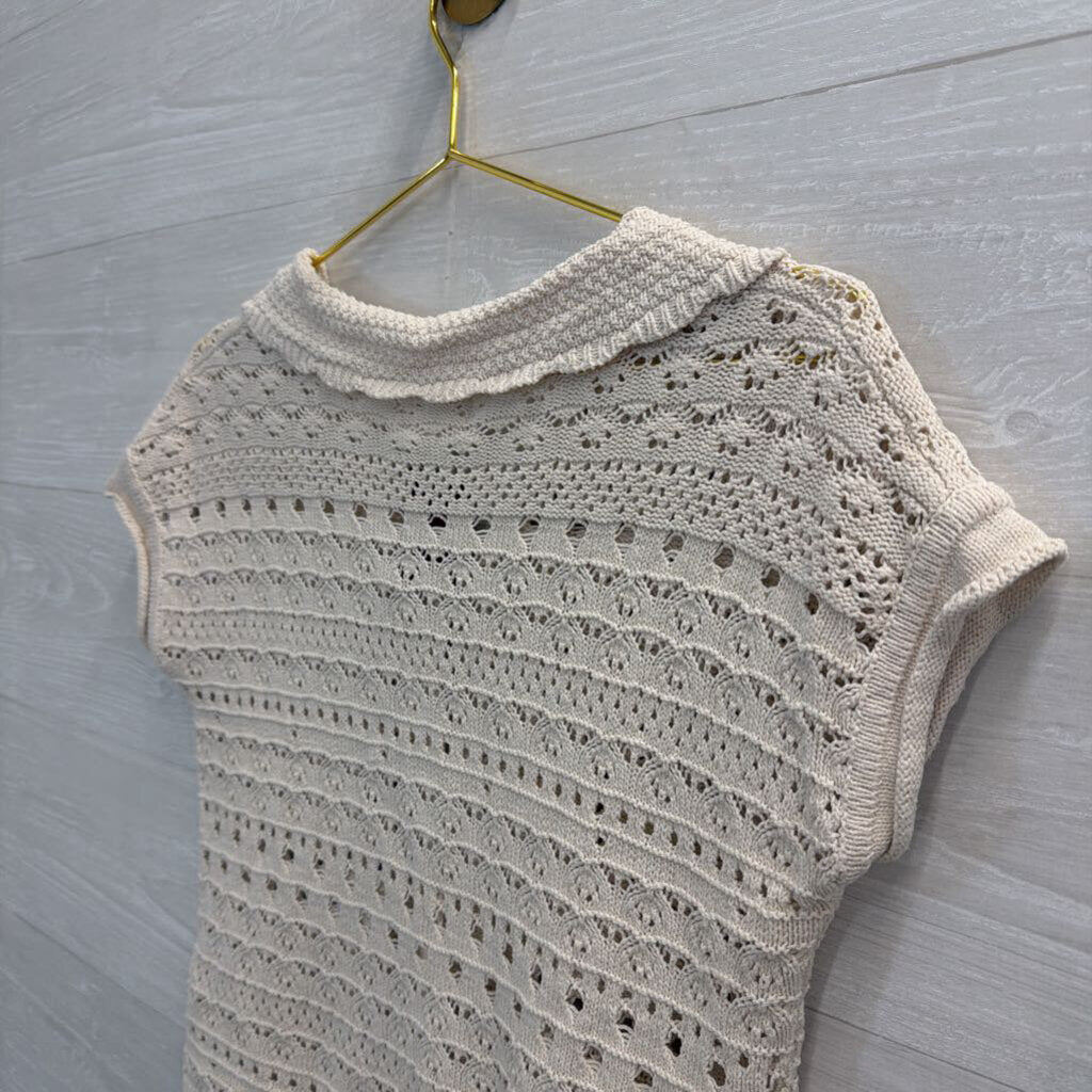 Cream Shortsleeve Crochet Top Extra Small