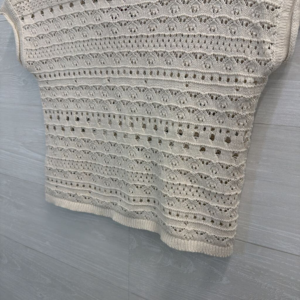 Cream Shortsleeve Crochet Top Extra Small