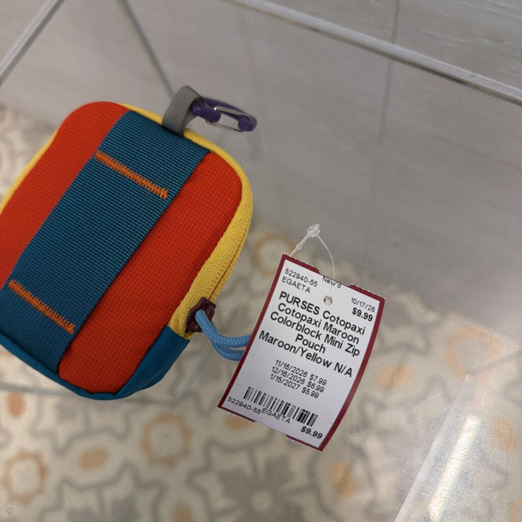 Cotopaxi Maroon Colorblock Mini Zip Pouch