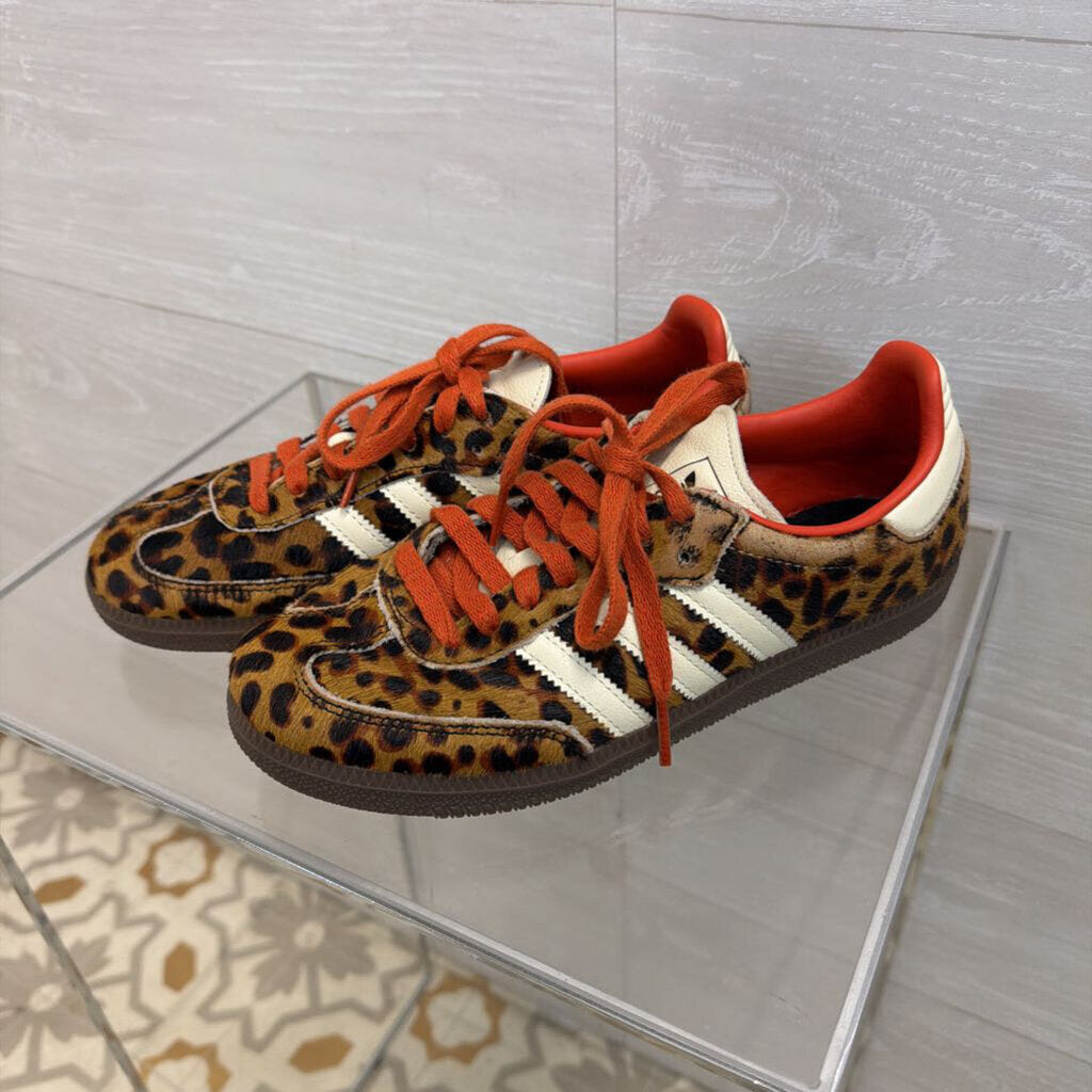 Adidas Samba OG Leopard Print Orange Lace Sneakers 7.0