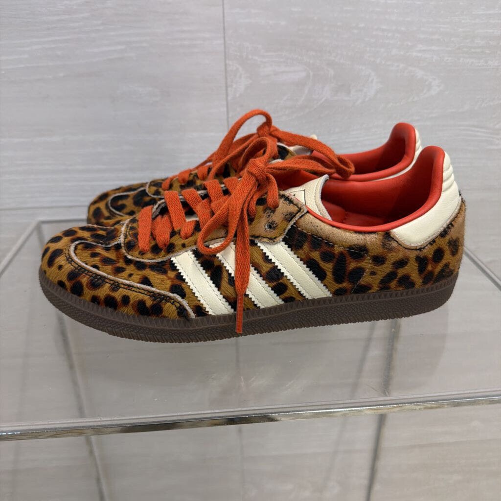 Adidas Samba OG Leopard Print Orange Lace Sneakers 7.0