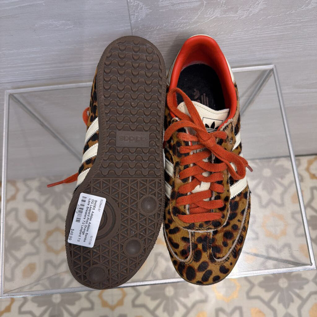 Adidas Samba OG Leopard Print Orange Lace Sneakers 7.0