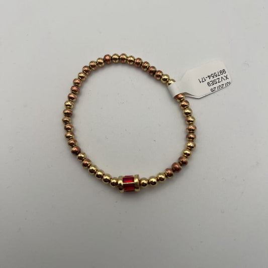 Gold/ Red Stretchy Beaded Bracelet