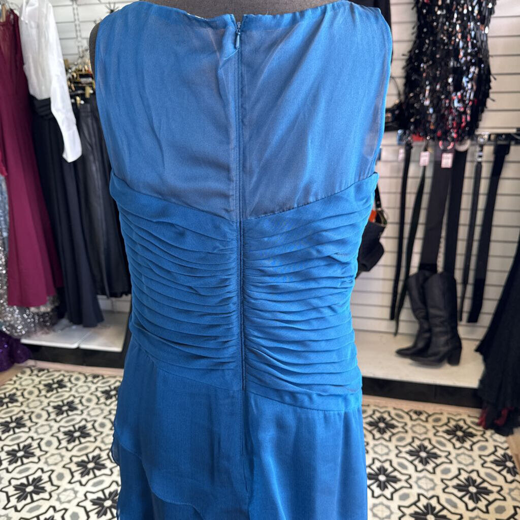 Dark Teal Formal Gown Gathered Long 12