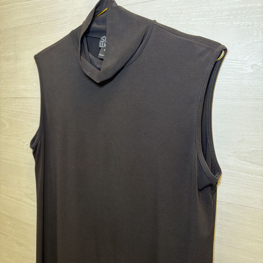 Clara Sun Woo Black Midi Mock Neck Dress Medium