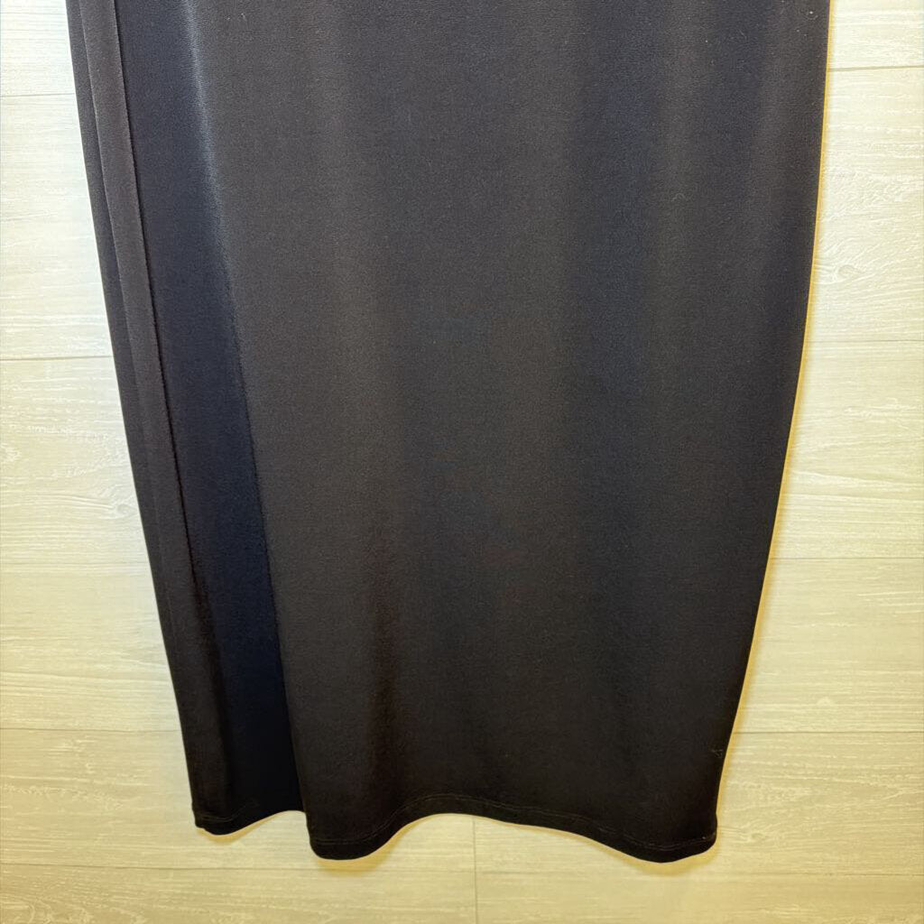 Clara Sun Woo Black Midi Mock Neck Dress Medium