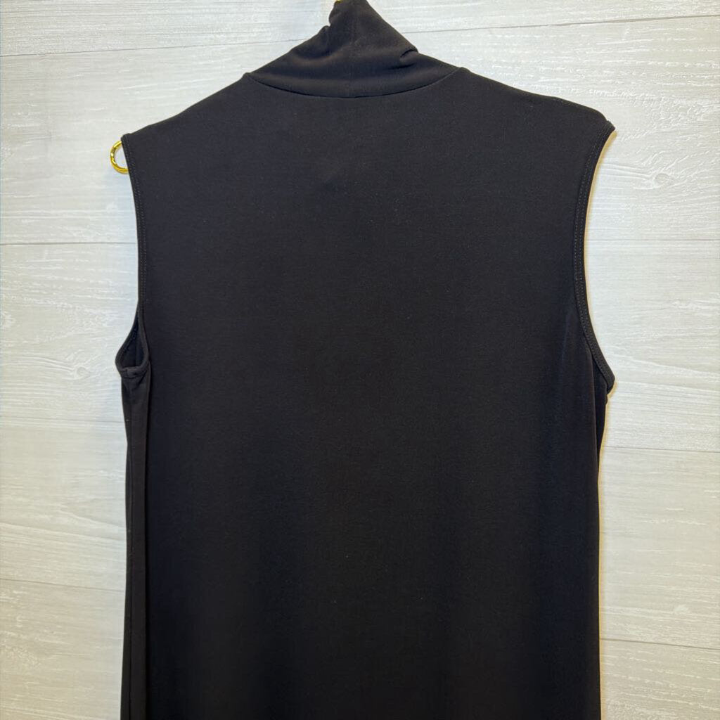 Clara Sun Woo Black Midi Mock Neck Dress Medium