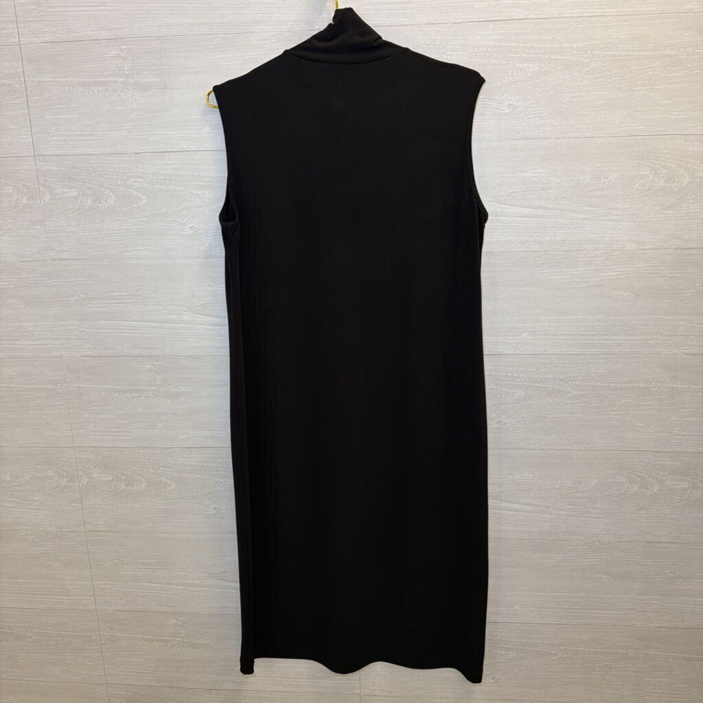 Clara Sun Woo Black Midi Mock Neck Dress Medium