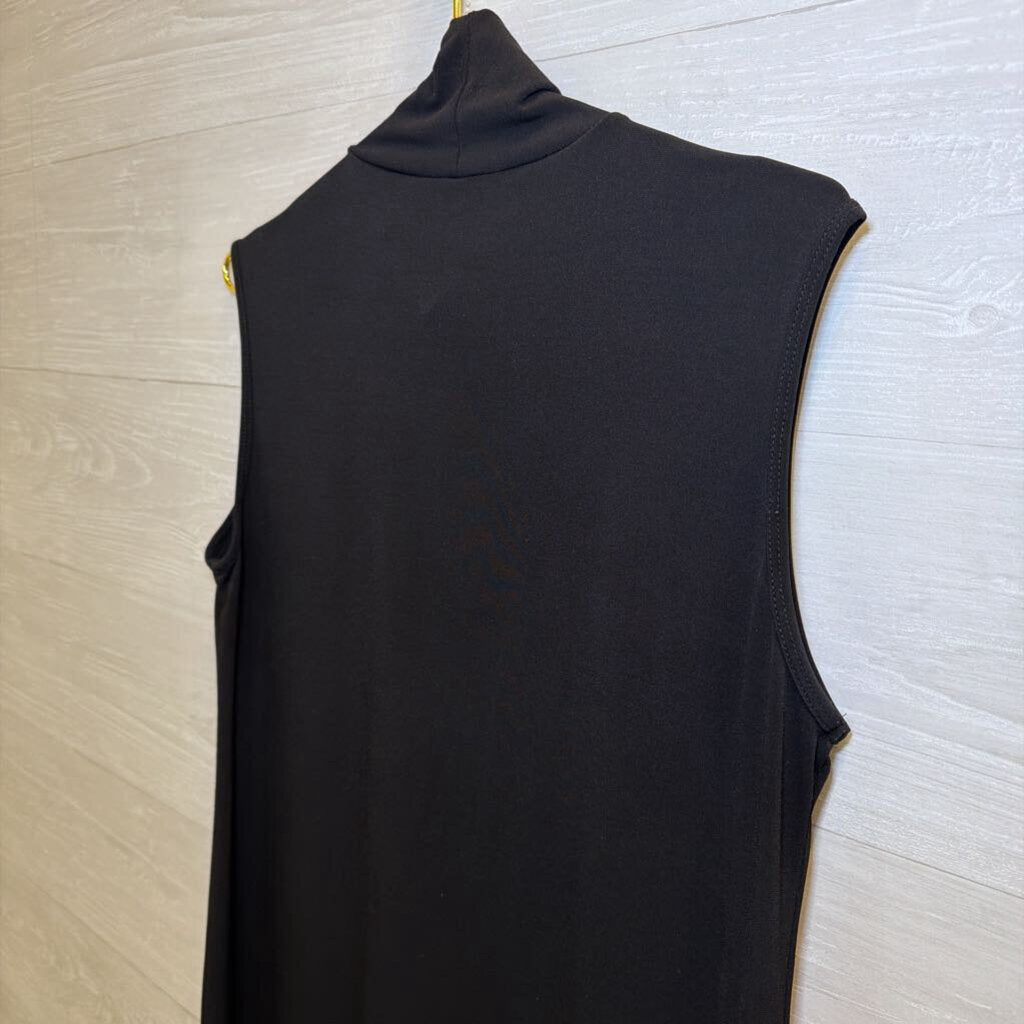 Clara Sun Woo Black Midi Mock Neck Dress Medium