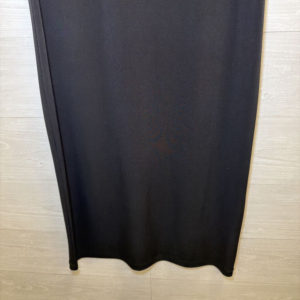 Clara Sun Woo Black Midi Mock Neck Dress Medium
