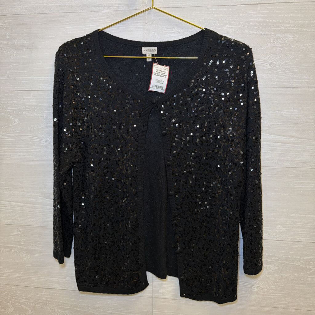 Black Sequin Cardigan Sweater Medium