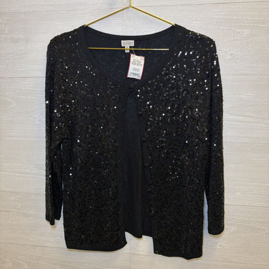 Black Sequin Cardigan Sweater Medium