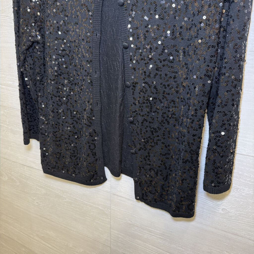 Black Sequin Cardigan Sweater Medium