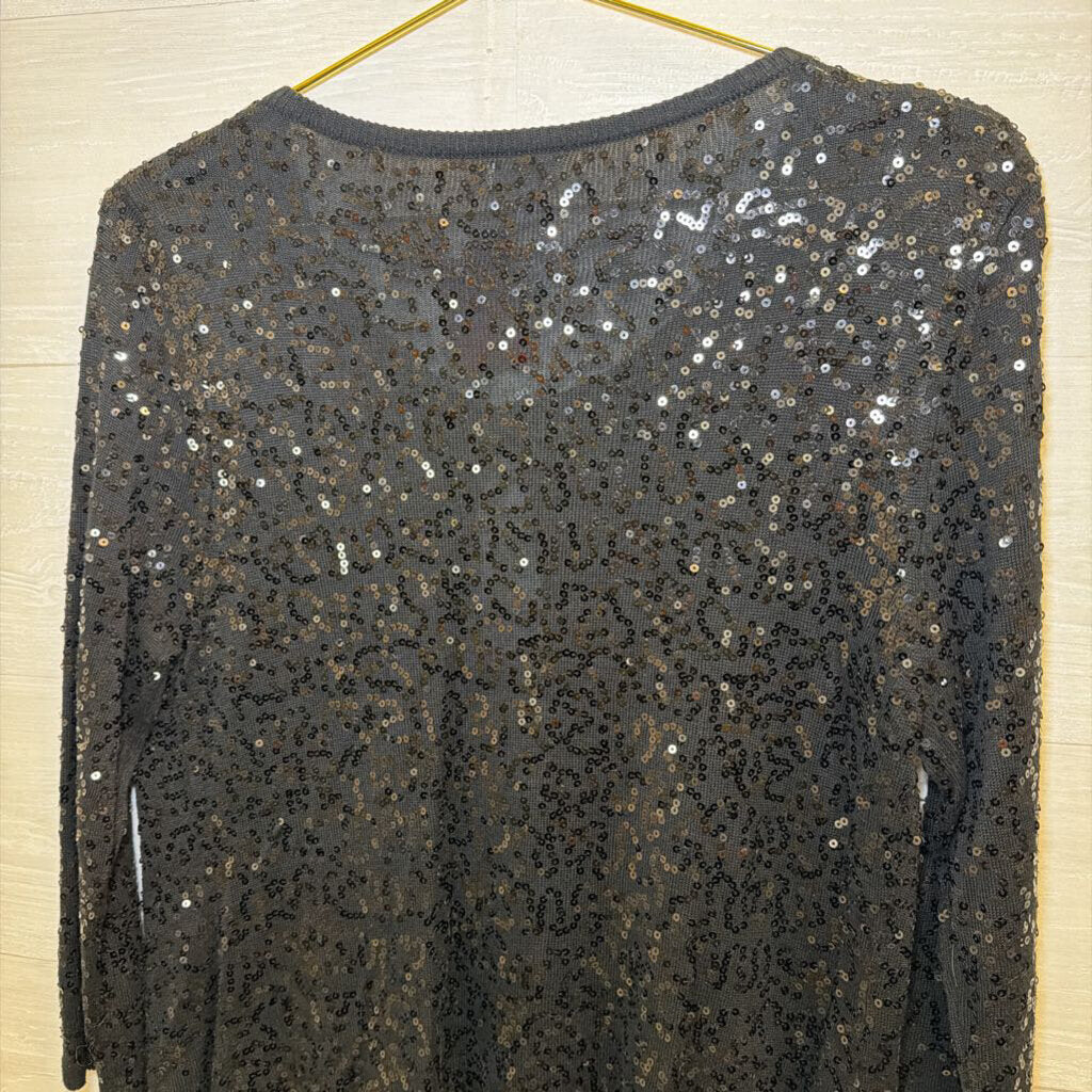 Black Sequin Cardigan Sweater Medium