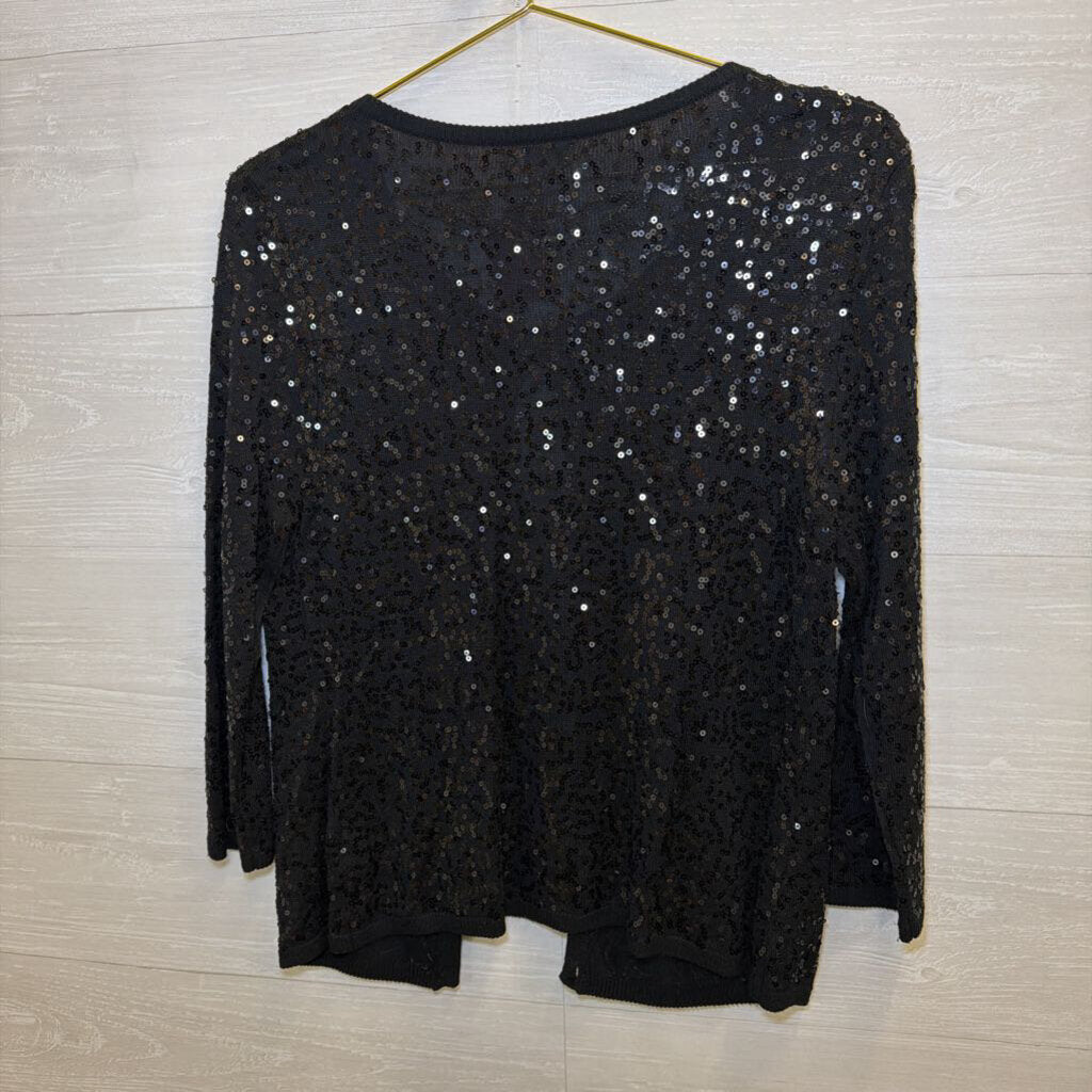 Black Sequin Cardigan Sweater Medium