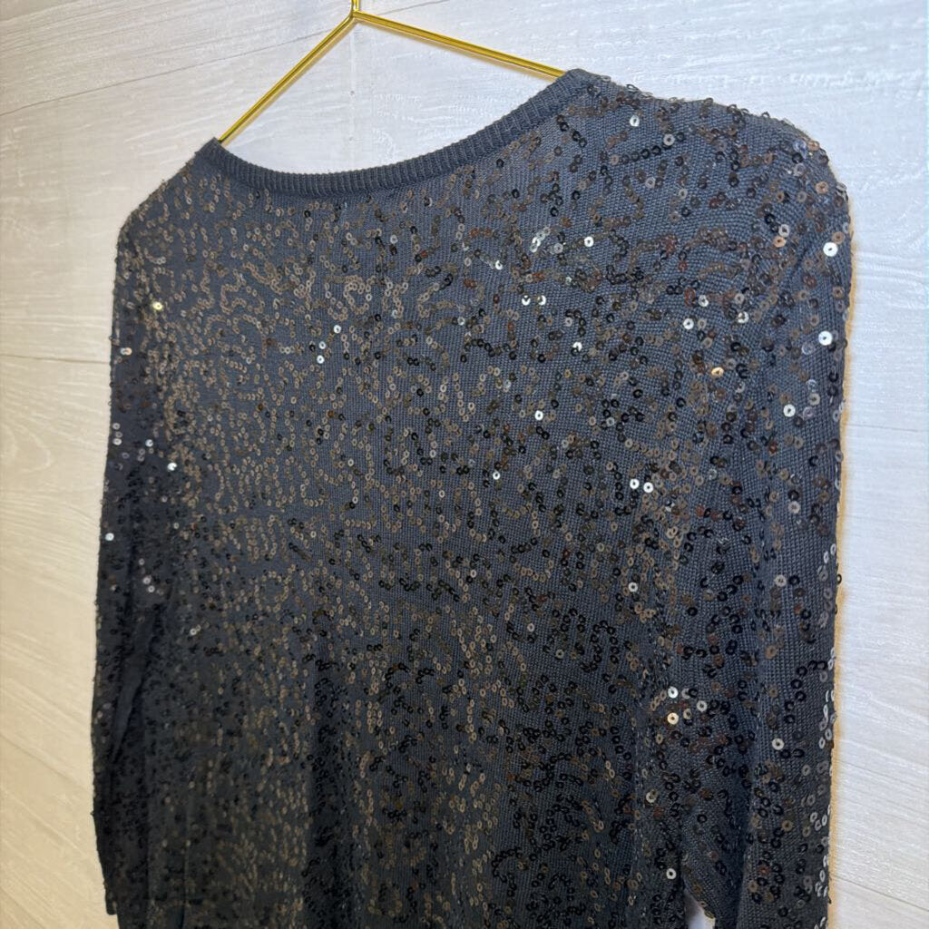 Black Sequin Cardigan Sweater Medium