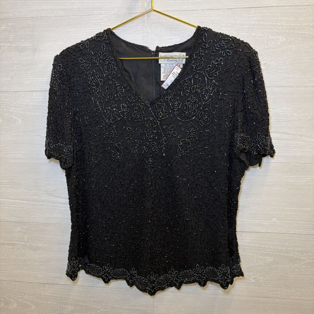 Vintage Black Beaded Top Large