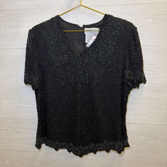 Vintage Black Beaded Top Large